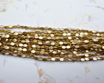 Matte Metallic Flax, Pinch Beads, 5x3mm Pinch Beads, 50 Pinch Beads Per Strand