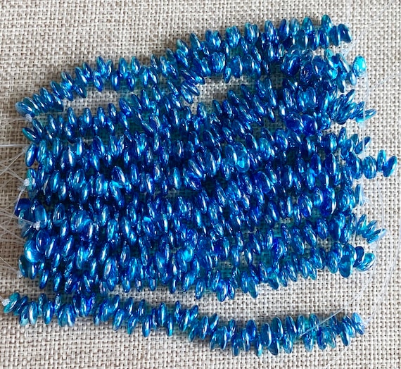 Aqua Midnight Mirror Reflection Top Drilled Lentil Beads, 6mm Top Drilled Lentil Beads, 50 Pieces Per Strand