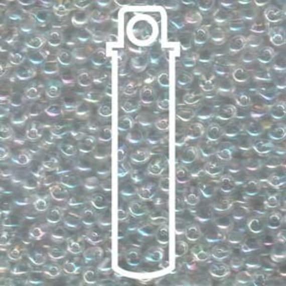 3.4mm Miyuki Drop Beads, 3.4mm Transparent Crystal AB, 25g tubes