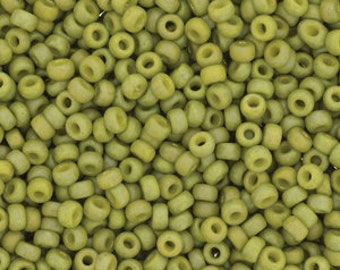 Miyuki Size 8 Frosted Opaque Glaze, Rainbow Olive, Size 8 Seed Beads Color Number 4697, 5 Inch Tubes, 22 Grams