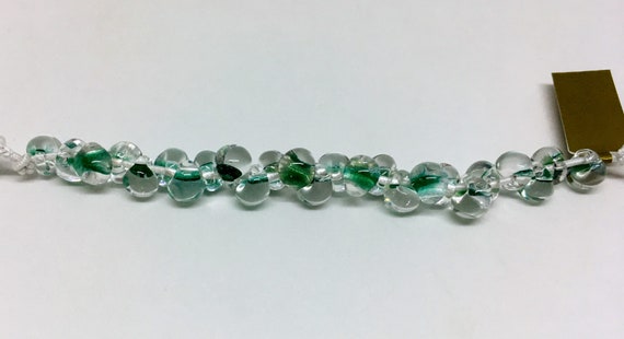 Whirlpool Mini Boro Teardrop Beads, Made by Unicorne Beads In The USA, 25 Beads Per Strand