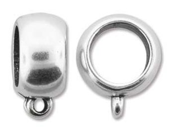 Antique Silver Bail With Loop Component, Overall Measurement  14x18mm, Interior Diameter 10mm, Antique Silver Bail With Loop