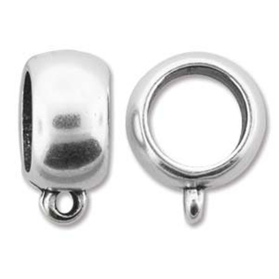 Antique Silver Bail With Loop Component, Overall Measurement  14x18mm, Interior Diameter 10mm, Antique Silver Bail With Loop