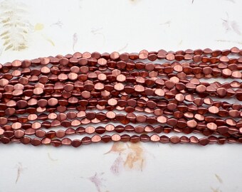 Pinch Beads, Color Trends Saturated Metallic Valiant Poppy, 5x3mm Pinch Beads, 50 Pinch Beads Per Strand