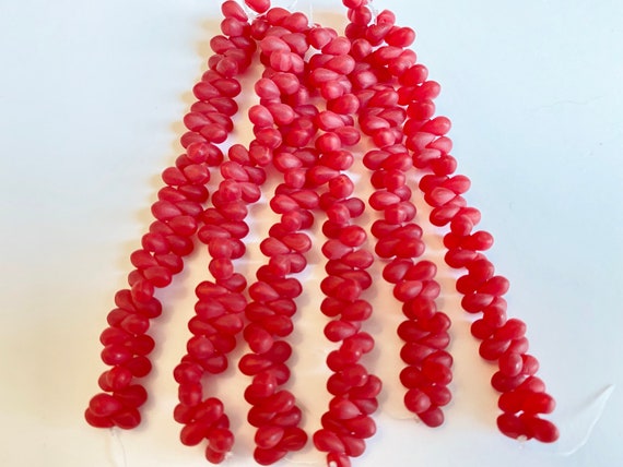 6x4mm Teardrop Beads, Scarlet Red Teardrops, Matte Scarlet Red Teardrop Beads, 50 Beads Per Strand