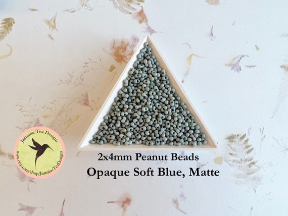 Opaque Soft Blue, Matte Peanut Beads, 2x4mm Peanut Beads, Matsuno Peanut Beads, 30 grams, 6 Inch Tubes, Matte Finish