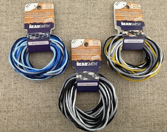 2mm Satin Cord/Rattail, Color Mixes, 4 Colors Per Mix, 3 Yards Each, (12 Total)