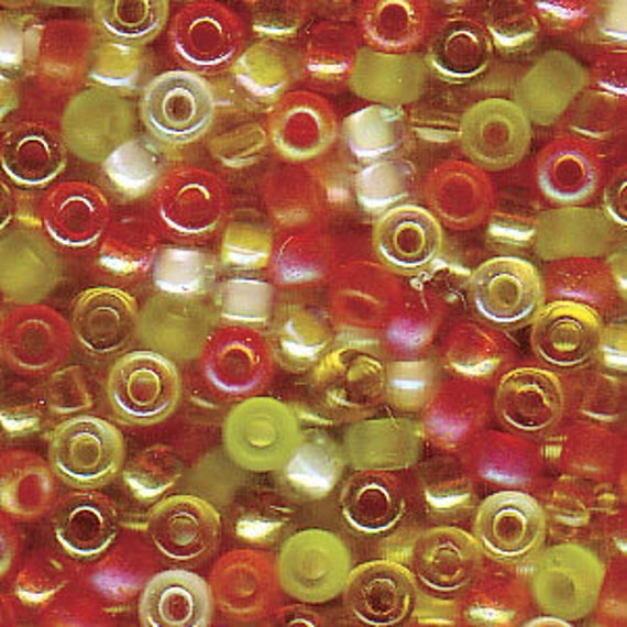 Miyuki Tango Blend, Size 8 Seed Bead Mix in Pink, Raspberry, Green and Orange Tones, Miyuki Seed Bead Mix, 5.5 Inch Tubes, 25 Grams