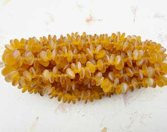 6mm Topaz Czech Glass Lentil Beads, Matte AB, 50pc, Single Hole, Top Drilled