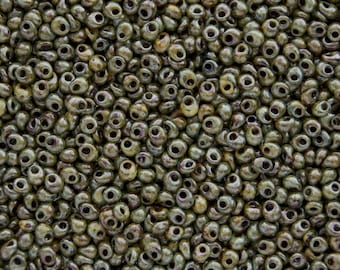 TOHO 3mm Magatama, Hybrid, Opaque Luster Transparent Green, Small Magatama Beads, Toho Color Y182, 2.5 Inch Tube, 8 to 9 Grams