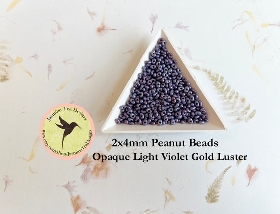 Opaque Light Violet Gold, Luster Peanut Beads, 2x4mm Peanut Beads, Matsuno Peanut Beads, 30 grams, 6 Inch Tubes, Luster Finish