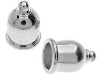 Antique Silver Plate 8mm Taj End Caps Set, 2 Pieces, Tierra Cast Taj End Caps, 8mm Antique Silver Platge Cord Ends