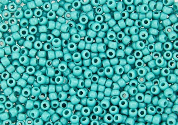 TOHO Size 8 Opaque Turquoise Seed Beads Size 8/o Round, TOHO Color 55 Seed Beads In 3 Inch Tubes, 15 Grams