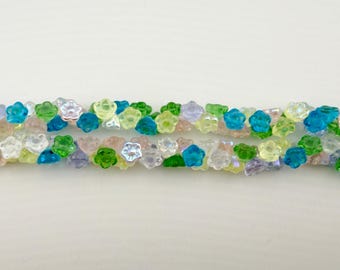 Spring Transparent Flower Bead Mix, 7mm Glass Beads