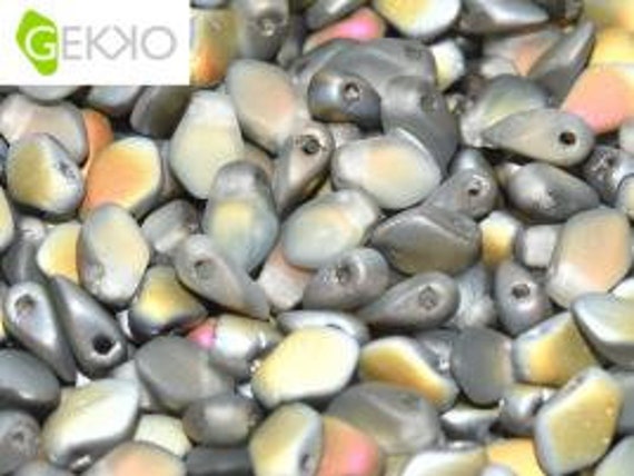 Gekko Beads 3x5mm, Crystal Marea, Matte Finish, 100 Gekko Beads Per Bag