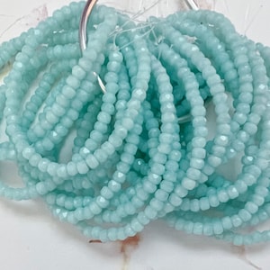 Aqua Silk Crystal Rondelle Beads: 3mm Roundels, 50 Strand