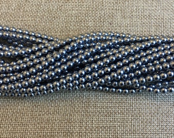 Grey Blue 4mm Alabaster Glass Pearls, 120 Pearls Per Strand