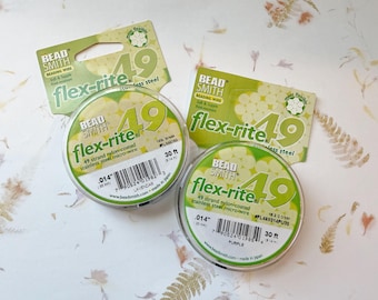 Flex-Rite Beading Wire, 2 Colors To Choose From, 49 Strand Nylon Coated Stainless Steel Micro Wire, .014 Inch, 30 Foot Rolls, Made In Japan