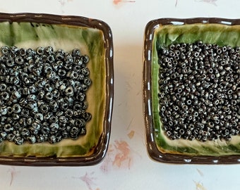 Smoky Black Matte Picasso Miyuki Size 6 and Size 8 Seed Beads, Round Picasso Seed Beads, Color 4511