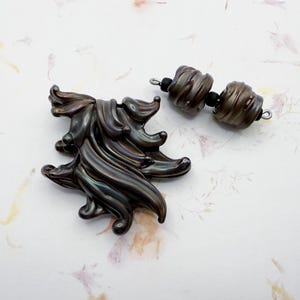 Artisan Lampwork Waterfall Pendant with Two Whirled Spacer Beads, Handcrafted Beads, Set of Three Artisan Beads