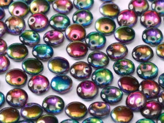 6mm Crystal Magic Blue Lentil Beads, Single Hole Top Drilled Lentil Beads, 50 Pieces