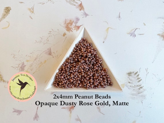 Opaque Dusty Rose Gold, Matt Peanut Beads, 2x4mm Peanut Beads, Matsuno Peanut Beads, 30 grams, 6 Inch Tubes, Matte Finish