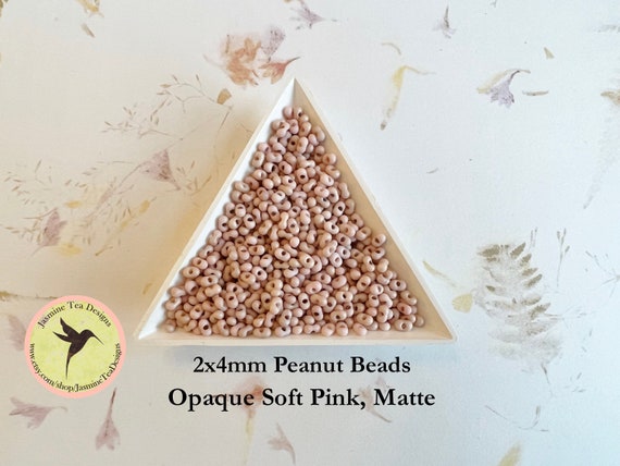 Opaque Soft Pink, Matte Peanut Beads, 2x4mm Peanut Beads, Matsuno Peanut Beads, 30 grams, 6 Inch Tubes, Matte Finish