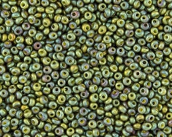 TOHO 3mm Opaque Rainbow Khaki, Magatama Beads, Toho Color 1627, 2.5 Inch Tube, 8 to 9 Grams
