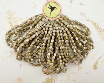 Luster Pinch Beads with Picasso Finish (5x3mm, 30/Strand)