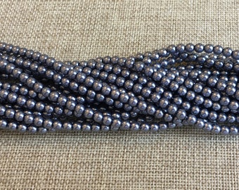 Storm 4mm Glass Pearls, 4mm Rounds, Pearl Storm, 120 Pearls Per Strand