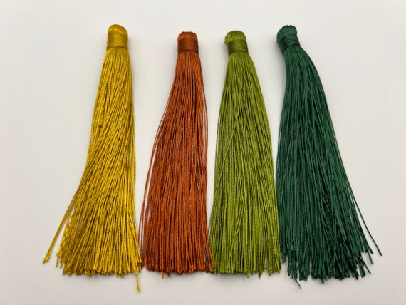 Tassel, 5 Inch Tassel, Citrine, Topaz, Olivine or Emerald, Silky Tassels