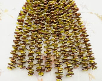 6mm Chocolate Honey Lentil Beads: Metallic Top Drilled (50 Pieces)