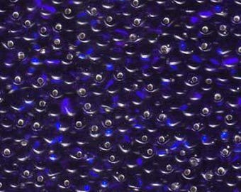 3.4mm Transparent Silver Lined Cobalt Blue, Miyuki Drop Beads, 25g tubes