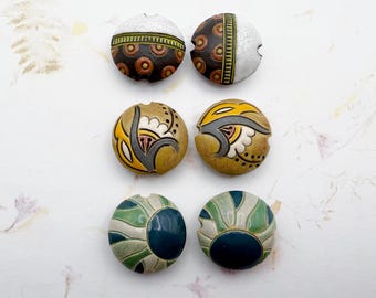 Sets of Two, Medium Size Lentil Shaped Beads, Large Hole Beads, Select by Number