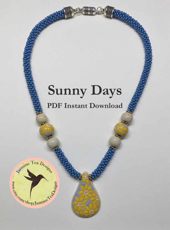 PDF Kumihimo Pattern, Sunny Days Beaded Kumihimo Necklace Tutorial, Tutorial Only, Instant Download