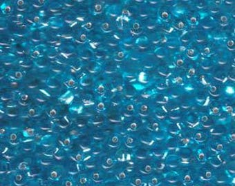 Miyuki Drop Beads, 3.4mm Transparent Silver Lined Aqua, 25g tubes