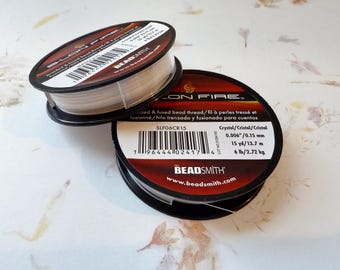 6 Pound, Crystal S-Lon Fire, Braided and Fused Beading Thread, .006 Inches, .15mm, 15 Yards Per Spool, Thermally Bonded Bead Weaving Thread