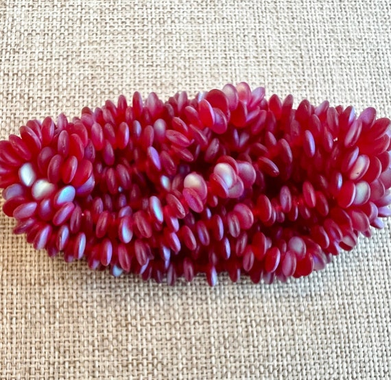 6mm, Siam Ruby Matte AB Lentil Beads, 50 Pieces Per Strand, Czech Pressed Glass Lentil Beads, Single Hole, Top Drilled Lentil Beads