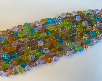 Prairie Landscape Mix, Bell Flowers, 7mm, 100 Flowers Per Strand, Transparent Landscape Colors
