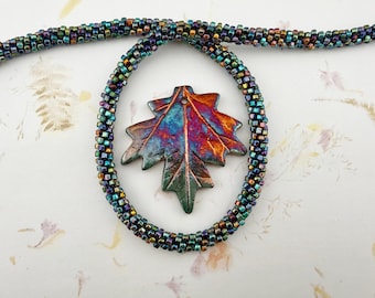 XAZ Raku Leaf Pendant, Maple Leaf, 58mm