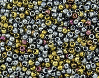 TOHO Size 6/o Seed Beads, Color Number 721 Galvanized Blue Gold, 15 grams per tube