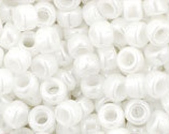 White Opaque Luster TOHO Size 8 Round Seed Beads, Color 121c