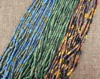9x4mm Bugle Beads, Aged Wampum, Tribal
