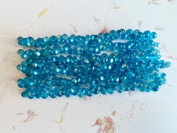 Aqua AB 6x5mm Mushroom Beads, 50 Beads Per Strand