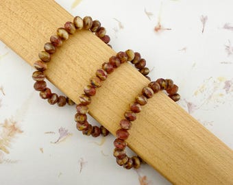9x6mm Faceted Rondelle, Ivory Pink Mix, Opaque Transparent with Picasso