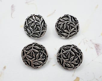 16mm Pewter Round Buttons by Tierra Cast, Shank Button, Plated Antique Silver, Bamboo Design