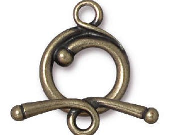 Brass Oxide Renaissance Toggle Clasp 2 Piece Set, Tierra Cast Toggle Clasp Set
