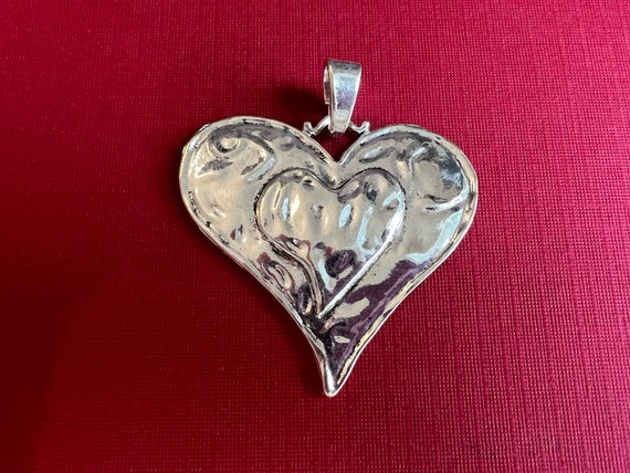 Tibetan Silver Double Heart Pendant, Silver Pendant with Bail, Valentines Day, Pendant Only