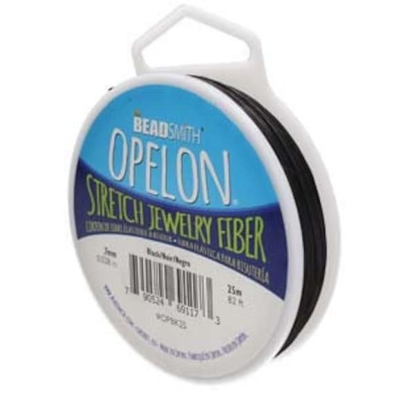 Black Opelon Stretch Jewelry Fiber, 25 Meter Spool, 82ft Rolls