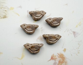 Bird Bead, 11x22mm, White Bird with Matte Finish and Metallic Beige Wash, 1mm Vertically Drilled Hole, 1 Bird